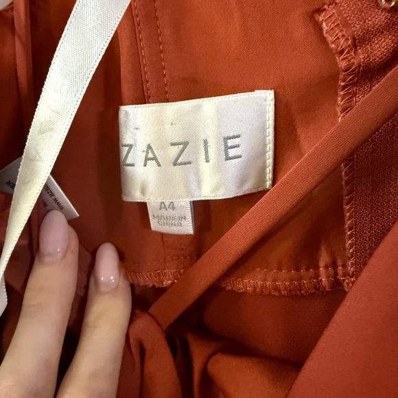 Azazie Bona A-line stretch satin bridesmaid dress in a rust/burnt orange 4 - Picture 5 of 8